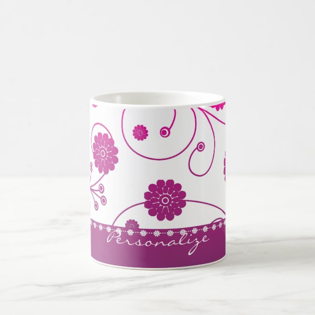 Taza De Café Pancarta de café de Magenta Bloom (Centro)