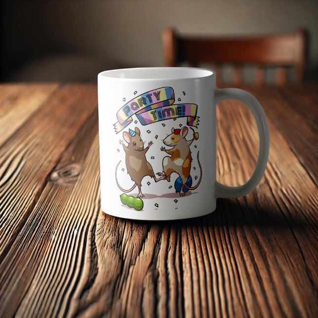 Taza De Café Pancarta de tiempo de Fiesta de ratones bailarines (Subido por el creador)