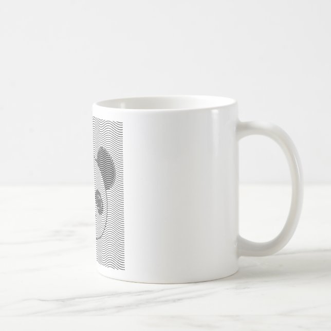 Taza De Café Panda Bear Face On Wave Pattern (Derecha)