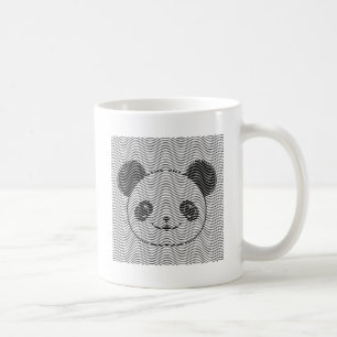 Taza De Café Panda Bear Face On Wave Pattern