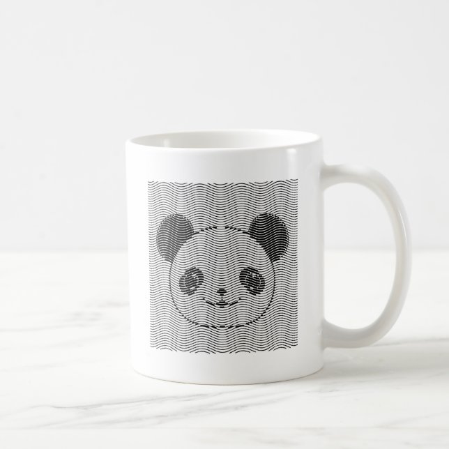 Taza De Café Panda Bear Face On Wave Pattern (Derecha)