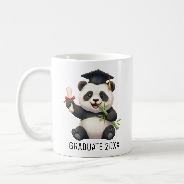 Taza De Café Panda Bear Graduation Personalized (Izquierda)