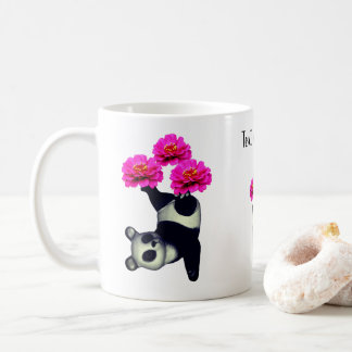 Taza De Café Panda Bear Y Zinnia Flower Personalizadas