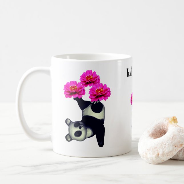 Taza De Café Panda Bear Y Zinnia Flower Personalizadas (Con donut)