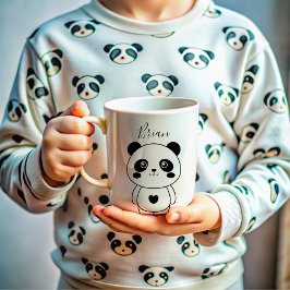 Taza De Café Panda blanco y negro moderno