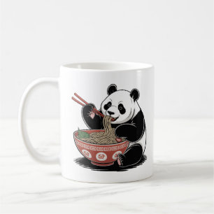 Taza De Café Panda Comer Ramen Estilo Retro Japonés Ukiyo-e