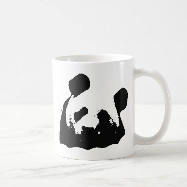 Taza De Café Panda de arte pop blanco negro (Derecha)