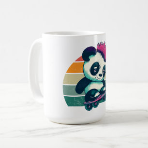 Taza De Café Panda de bebé lindo con mohawk Skater Panda