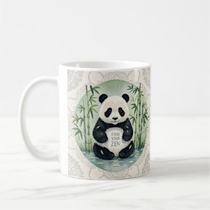 Taza De Café Panda lindo de gran chubby sentado en una pose de 