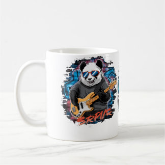 Taza De Café Panda Lindo Tocando Guitarra Bajo Animal Tocando G