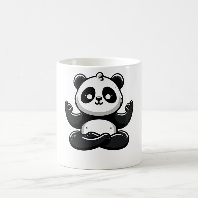 Taza De Café Panda meditante Zen - Pose de meditación animal (Centro)