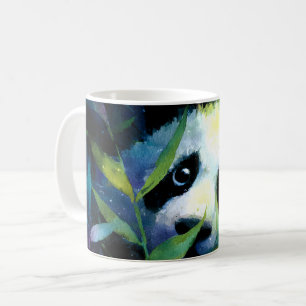 Taza De Café Panda Peeking Bamboo Watercolor