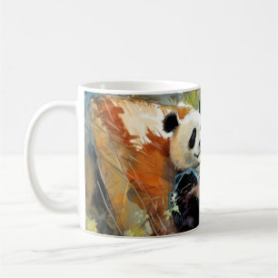 Taza De Café Panda Relajándose En Jardín Diversión Animal Feliz