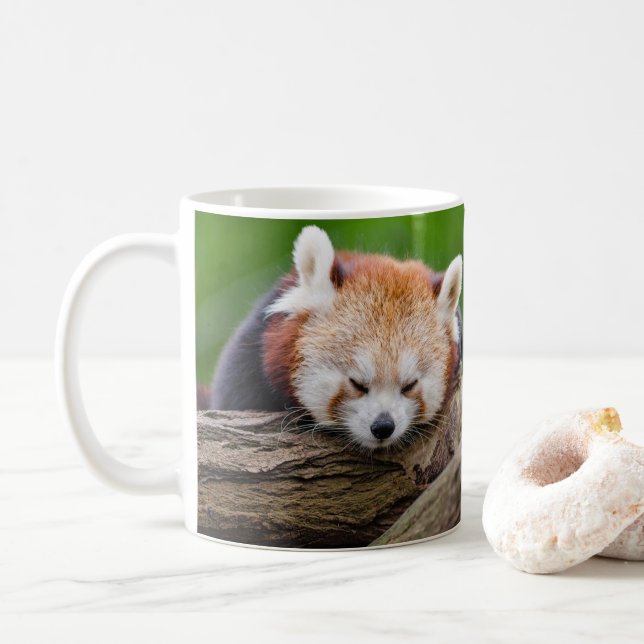 Taza De Café Panda roja soñolienta (Con donut)