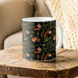 Taza De Café Panda Rojo Botánico Oscuro Bosque Sombrío