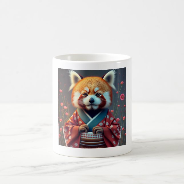 Taza De Café Panda rojo con ropa japonesa (Centro)
