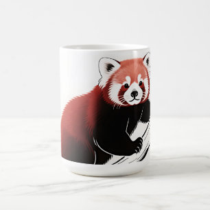 Taza De Café Panda Rojo Posado en Rama