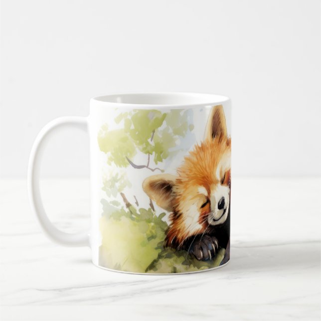 Taza De Café Panda Rojo Relajándose En Un Jardín De Diversión A (Izquierda)