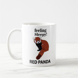 Taza De Café Panda Rojo Sensándose Sleepy Funny Panda Rojo
