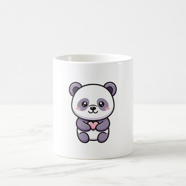 Taza De Café Panda with Heart – Cute Whimsical Illustration (Centro)