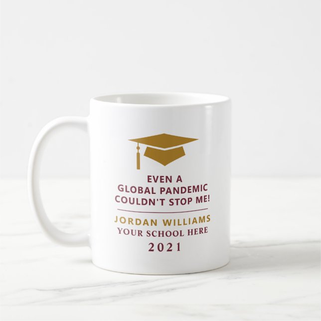 Taza De Café Pandemia personalizada - Graduado de 2021 Mug (Izquierda)