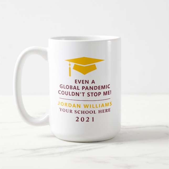 Taza De Café Pandemia personalizada - Graduado de 2021 Mug (Izquierda)