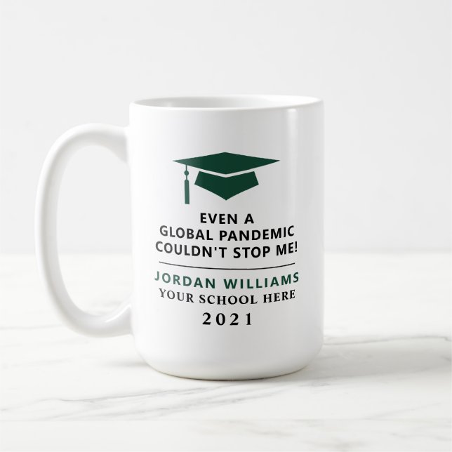 Taza De Café Pandemia personalizada - Graduado de 2021 Mug (Izquierda)