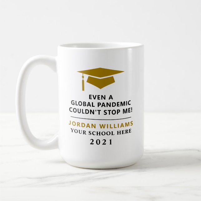 Taza De Café Pandemia personalizada - Graduado de 2021 Mug (Izquierda)