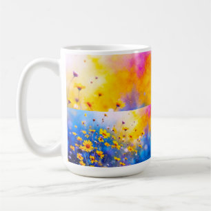 Taza De Café Paneles abstractos de floración iluminados por el
