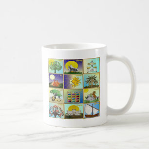Taza De Café Paneles de arte de las 12 tribus de Israel Judaica