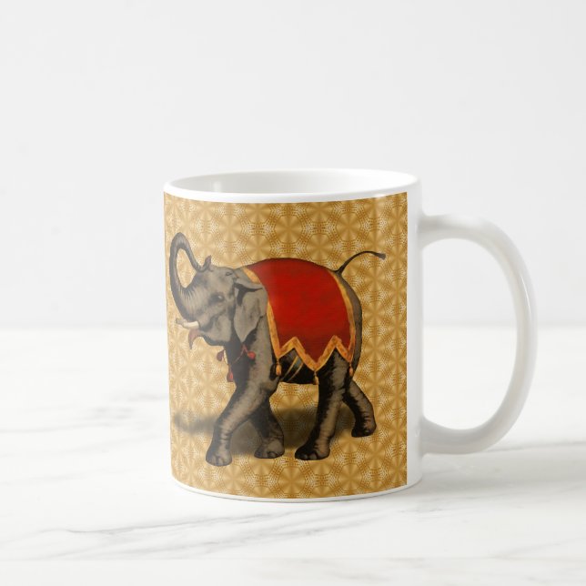 Taza De Café Paño del elefante indio w/Red (Derecha)