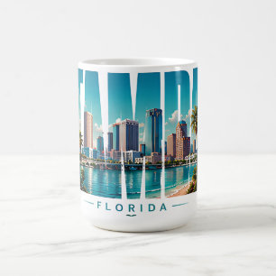 Taza De Café Panorama de Tampa Florida Nombre de la Ciudad Cost