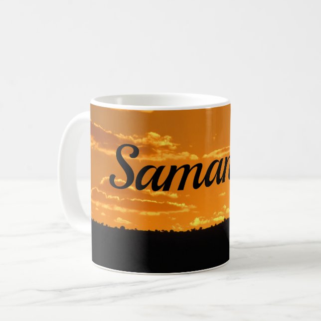 Taza De Café Panorama del cielo por la noche de Naranja brillan (Anverso izquierdo)