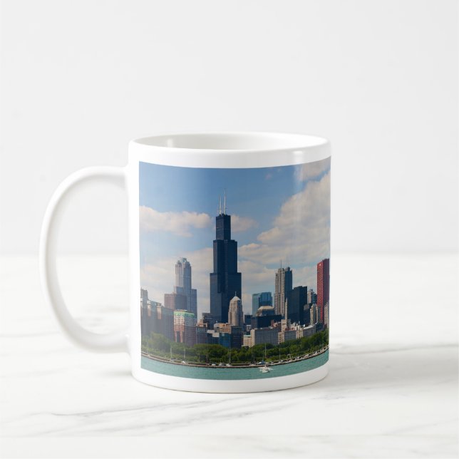 Taza De Café Panorama del horizonte de Chicago Illinois (Izquierda)
