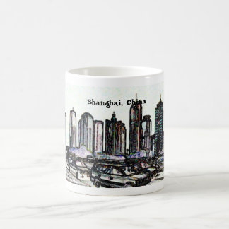 Taza De Café Panorama mug2 del rascacielos de Shangai China