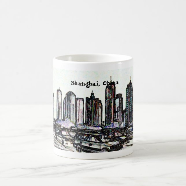 Taza De Café Panorama mug2 del rascacielos de Shangai China (Centro)
