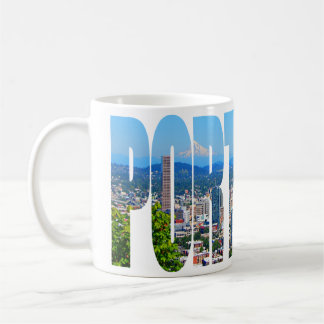 Taza de café panorámica del horizonte de Portland