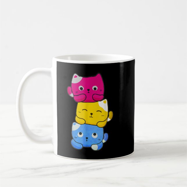 Taza De Café Pansexual Kawaii Cat Anime Art Cute Pan Pride (Izquierda)