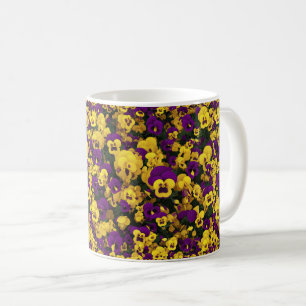 Taza De Café Pansias amarillas y moradas