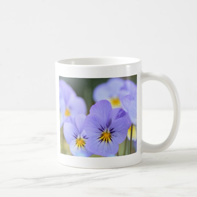 Taza De Café Pansias azules pálidas (Derecha)