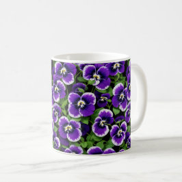 Taza De Café Pansias gráficas púrpuras