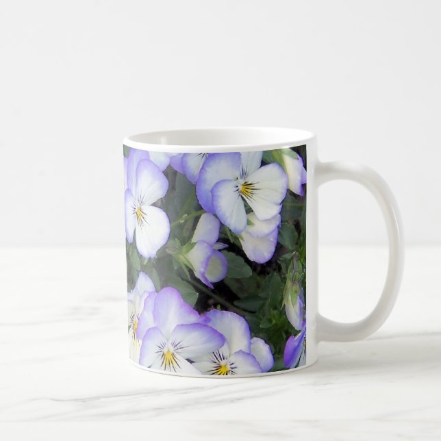 Taza De Café Pansias moradas y blancas (Derecha)