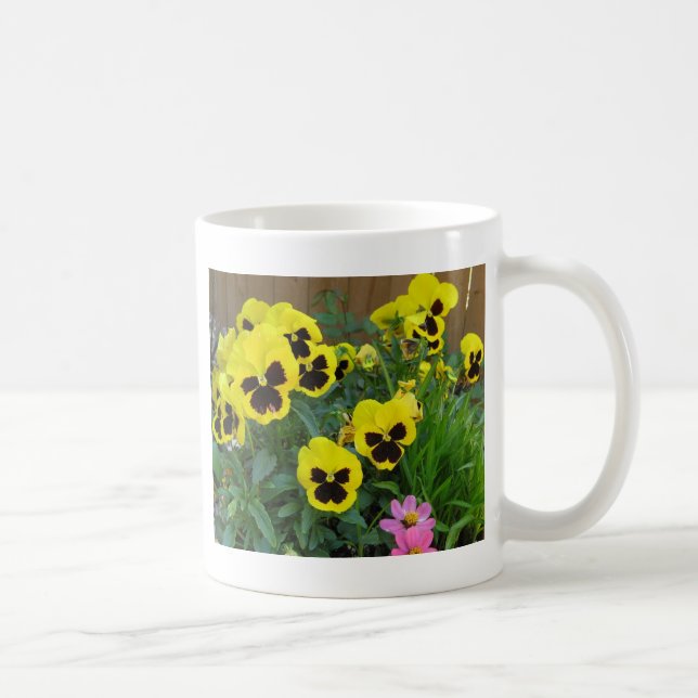 Taza De Café Pansies amarillos (Derecha)