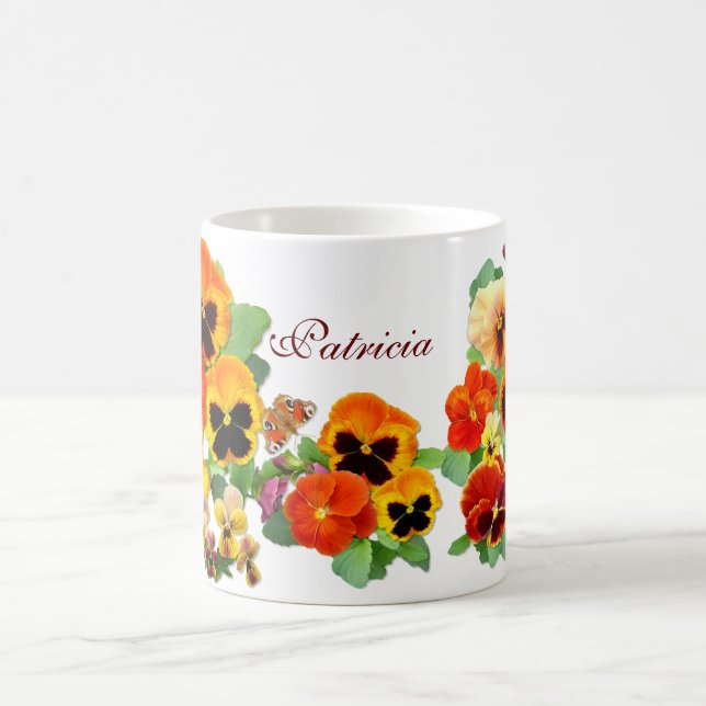 Taza De Café Pansies de la puesta del sol (Centro)