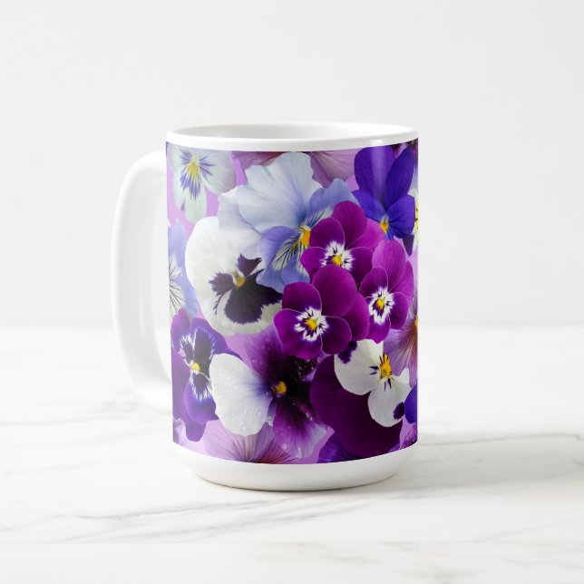 Taza De Café Pansies Gloriosos (Anverso izquierdo)