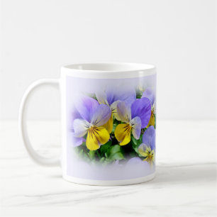 Taza De Café Pansies - Púrpura y Amarilla