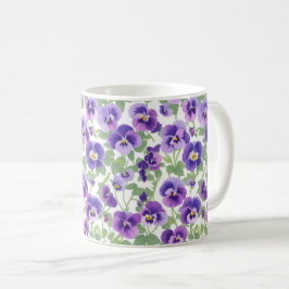Taza De Café Pansies púrpuras gráficas Pastel