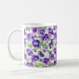 Taza De Café Pansies púrpuras gráficas Pastel