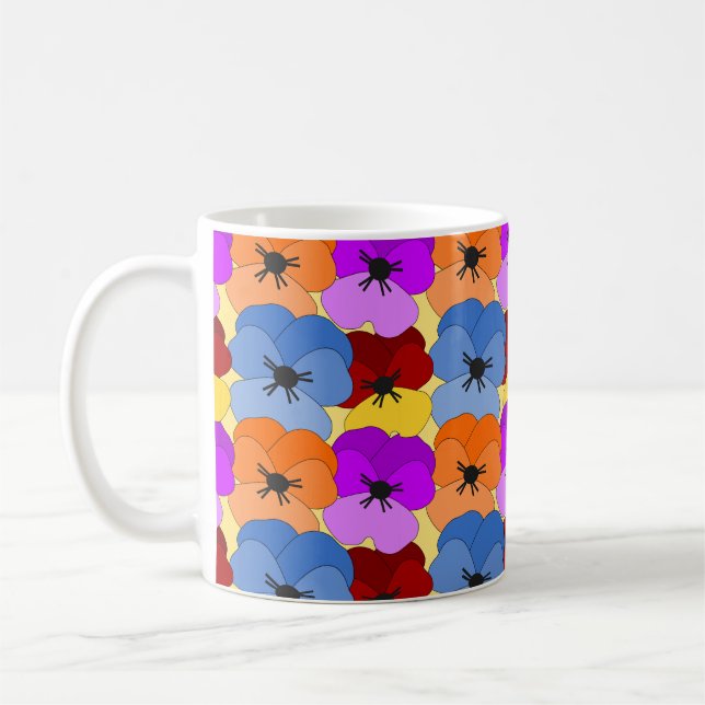 Taza De Café Pansy Collage (Izquierda)