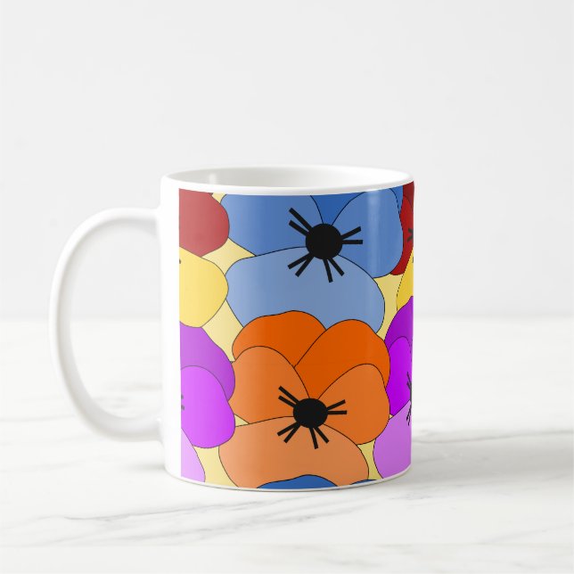 Taza De Café Pansy Collage Coffee Mug (Izquierda)